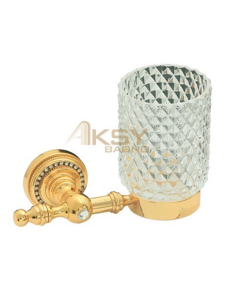 Aksy 7806 Eldorado Montajlı Diş Fırçalık Pvd Gold B.Cam