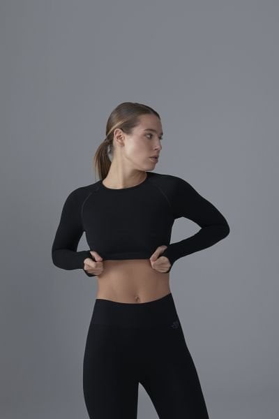 Siyah DRYRUN Seamless Crop Top