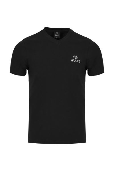 Siyah V yaka T-shirt