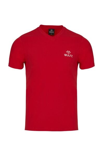 Kırmızı V Yaka T-shirt