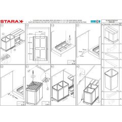 Starax 2396-12+12 LT TLS. Raylı Paslanmaz Gövde Çöp Kovası