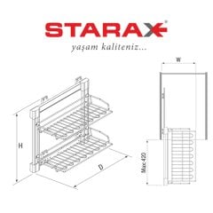 Starax 6281/A 2 Raflı Alüminyum Ayakkabılık