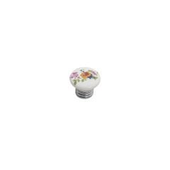 Tomurcuk 3010-70-000 Beyaz Çiçek Desenli Porselen Düğme Kulp