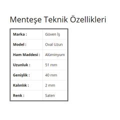 Alüminyum Oval Masa Menteşe 4 cm Uzun Saten