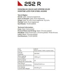 Kale Kilit 252 RSN Monoblok Nikel Çelik Kapı Emniyet Kilidi