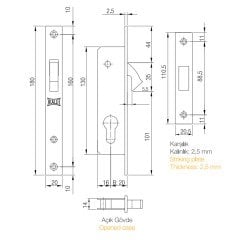 Kale Kilit 201-20 Silindirli Sürme Kapı Kilidi