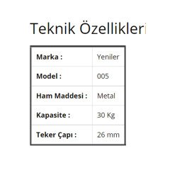 Yeniler 005 Sürgü Kapak Mekanizması 30 Kg