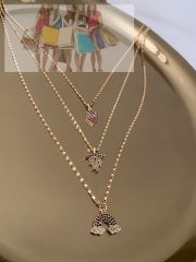 Renkli Zirkon Taşlı Meyve Set Kolye (48cm)