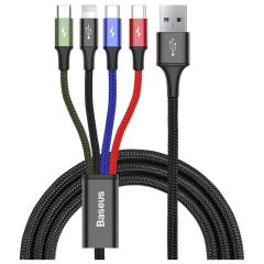 Baseus Rapid Serisi 3.5A 4in1 Lightning Micro Usb 2X Type-C Hızlı Şarj Kablosu 1.2 Metre