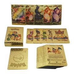 Pokemon Vmax Oyun Kartı 55 Adet Kabartma Card Fosforlu Gold Pokemon Kartları