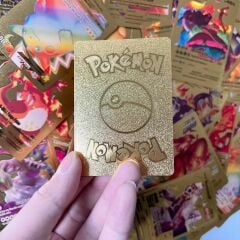 Pokemon Vmax Oyun Kartı 55 Adet Kabartma Card Fosforlu Gold Pokemon Kartları