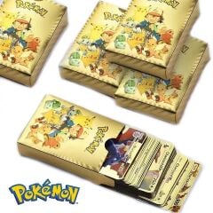 Pokemon Vmax Oyun Kartı 55 Adet Kabartma Card Fosforlu Gold Pokemon Kartları