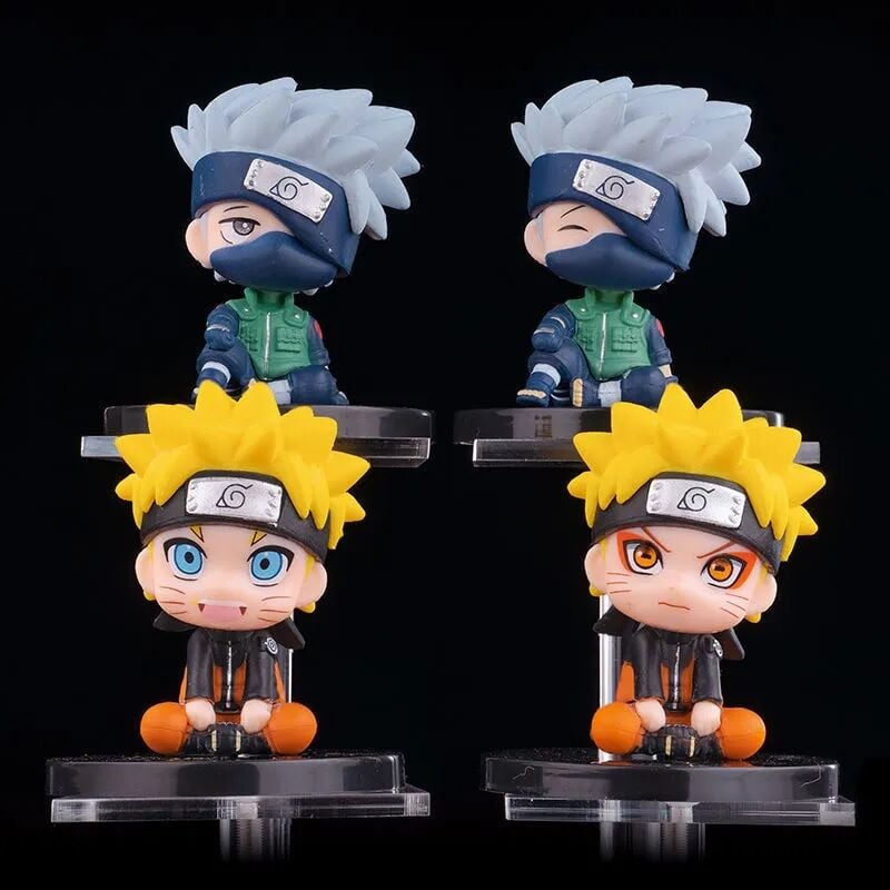 Anime 4 lü Set Naruto Uzumaki Kakashi Hatake Oturan Mini Figürler