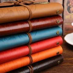 Deri Kapaklı Retro Eskitme Defter Kırmızı