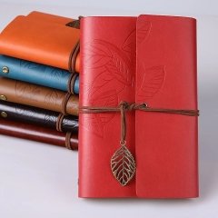 Deri Kapaklı Retro Eskitme Defter Kırmızı