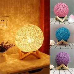 Rattan Ay Işığı Küre Yansıtmalı Masa Lambası Pembe