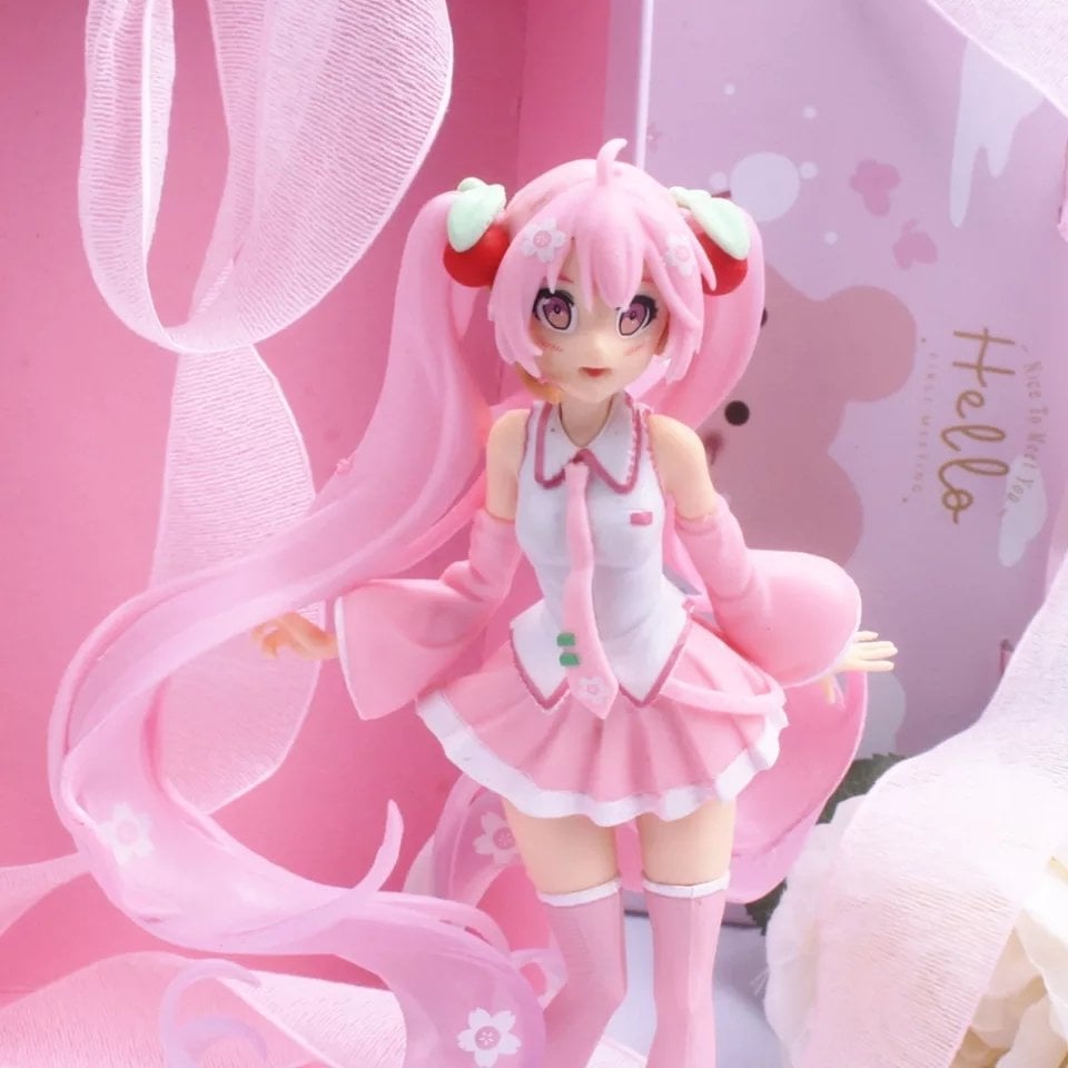 Anime Pink Hatsune Miku Sakura Figür Biblo 20 Cm