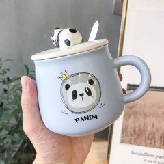 Panda Tasarım Kapaklı Kupa Bardak Sarı