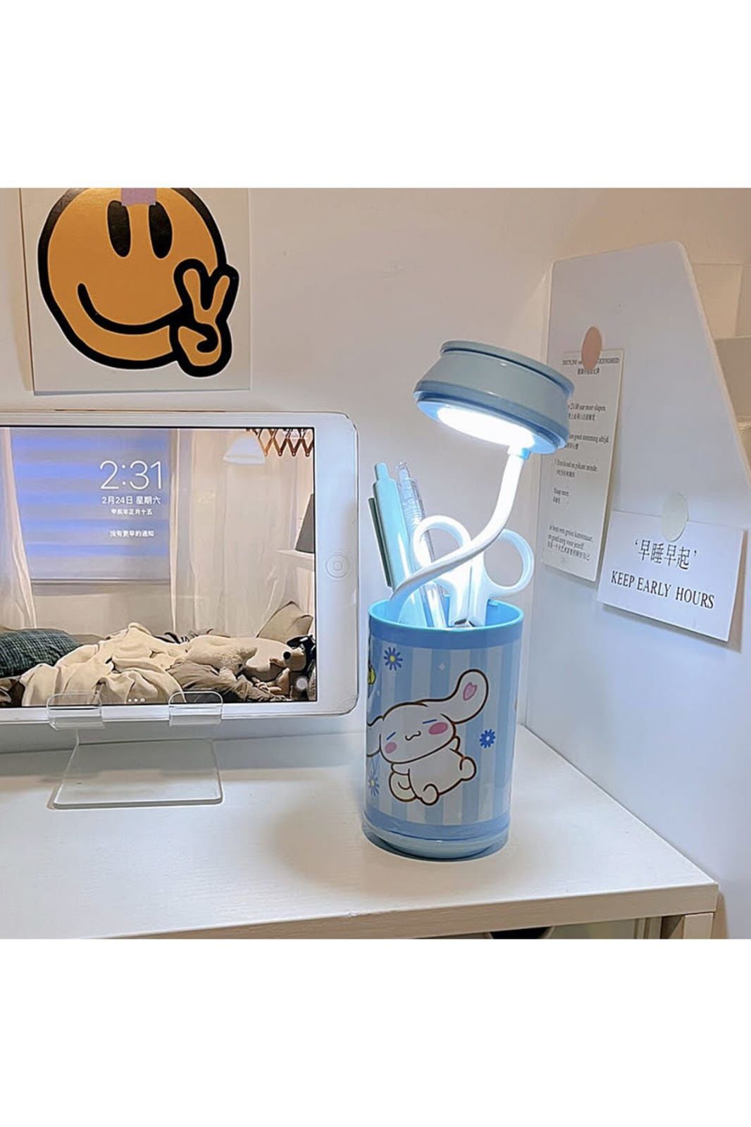 Kuromi Cinnamoroll My Melody Şarjlı 2 Kademeli Led Masa ve Gece Lambası Masa Lambası Kalemlik
