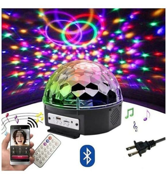 Sese Duyarlı Bluetoothlu Disko Topu Hoparlör Led Gece Lambası
