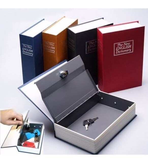 Kitap Görünümlü Anahtarlı Çelik Mini Kasa Kasa Kumbara Kilitli