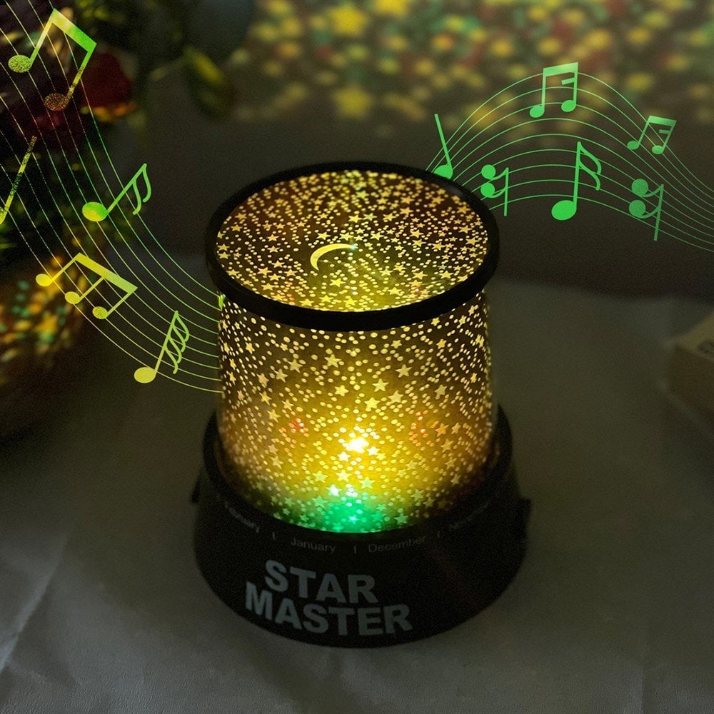 Müzikli Dönen Star Master Projeksiyon Gece Lambası