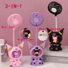 Sanrio Kuromi Şarjlı Fan Lamba Açacaklı Kuromi Masaüstü Fan Gece Lambası