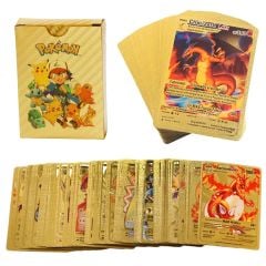 Pokemon Vmax Oyun Kartı 55 Adet Kabartma Card Fosforlu Gold Pokemon Kartları