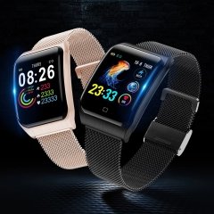 F9 Akıllı Saat Bayan Erkek Spor Saati Metal Kordon IP68 Su Geçirmez Bileklik