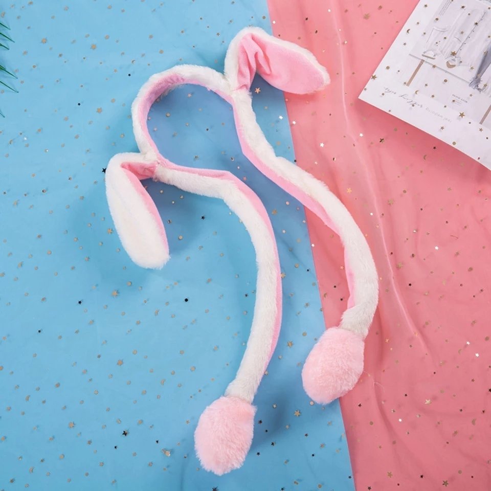 Hareketli Pompalı Peluş Tavşan Kulağı Taç Saç Bandı