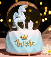Unicorn Kar Küresi Orta Boy Işıklı Müzikli Kar Küresi Işıklı Müzik Kutusu