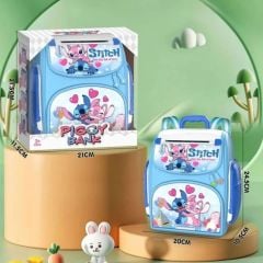 Stitch Parmak İzli Şifreli Otomatik Kağıt Para Alan Atm Kasa Kumbara Stitch Okul Çantası