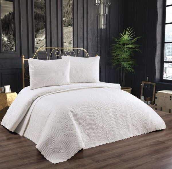 Jumbo Soft Çift kişilik Yatak Örtüsü Takımı / Krem