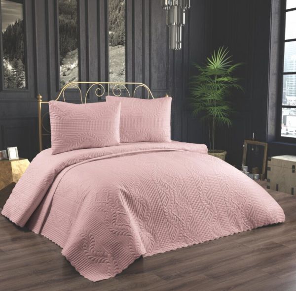 Jumbo Soft Çift kişilik Yatak Örtüsü Takımı / Pudra Pembe