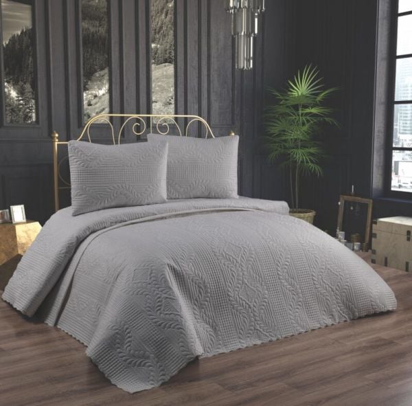 Jumbo Soft Çift kişilik Yatak Örtüsü Takımı / Soft Gri