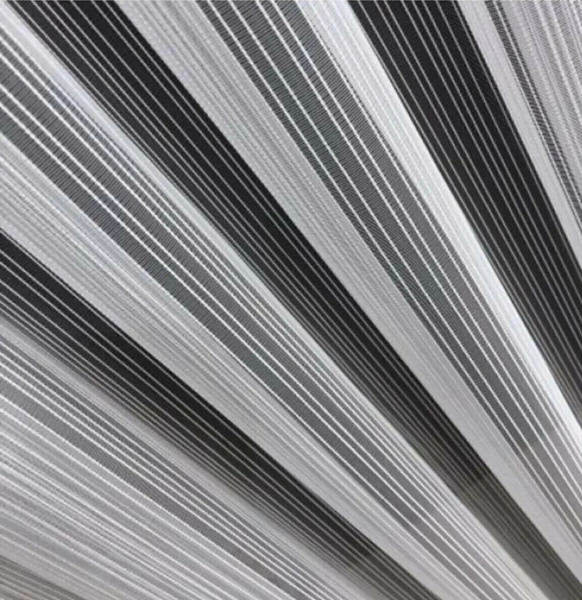 İnce Çizgili Modern Tül Perde / 2x2.60 metre - Tam boy / Ekru