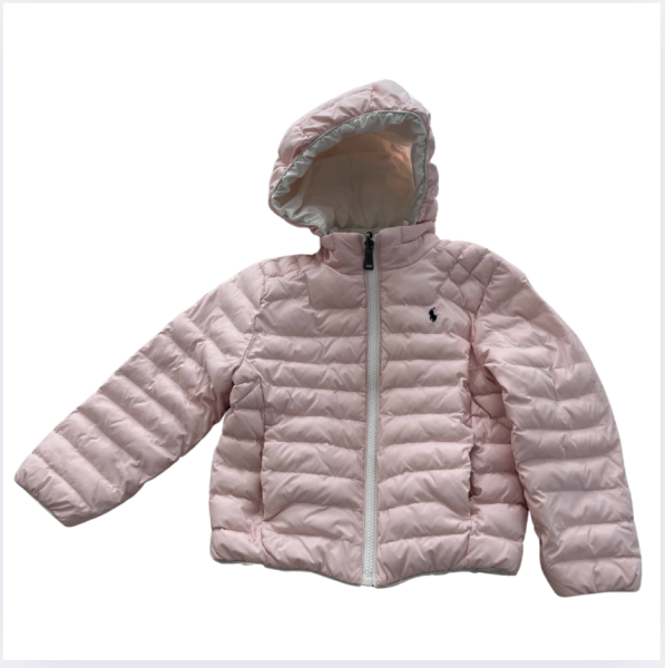 Ralph Lauren Pembe beyaz çift taraflı kapşonu çıkabilen mont 5 yaş