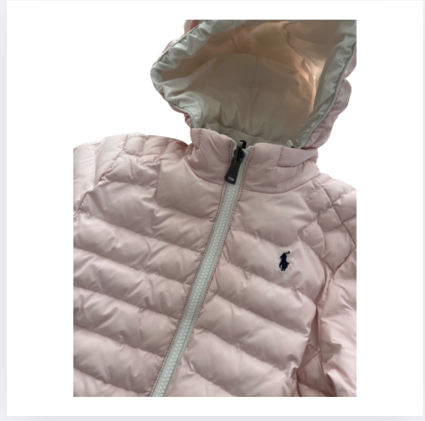 Ralph Lauren Pembe beyaz çift taraflı kapşonu çıkabilen mont 5 yaş