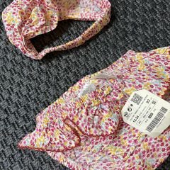 Zara Çiçekli Bikini Mayo Bandana Takımı Etiketli 12-24 ay