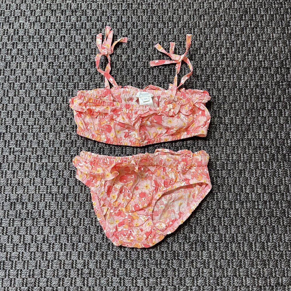 Jacadi Pembe Turuncu Fırfırlı Bikini Mayo 4 yaş