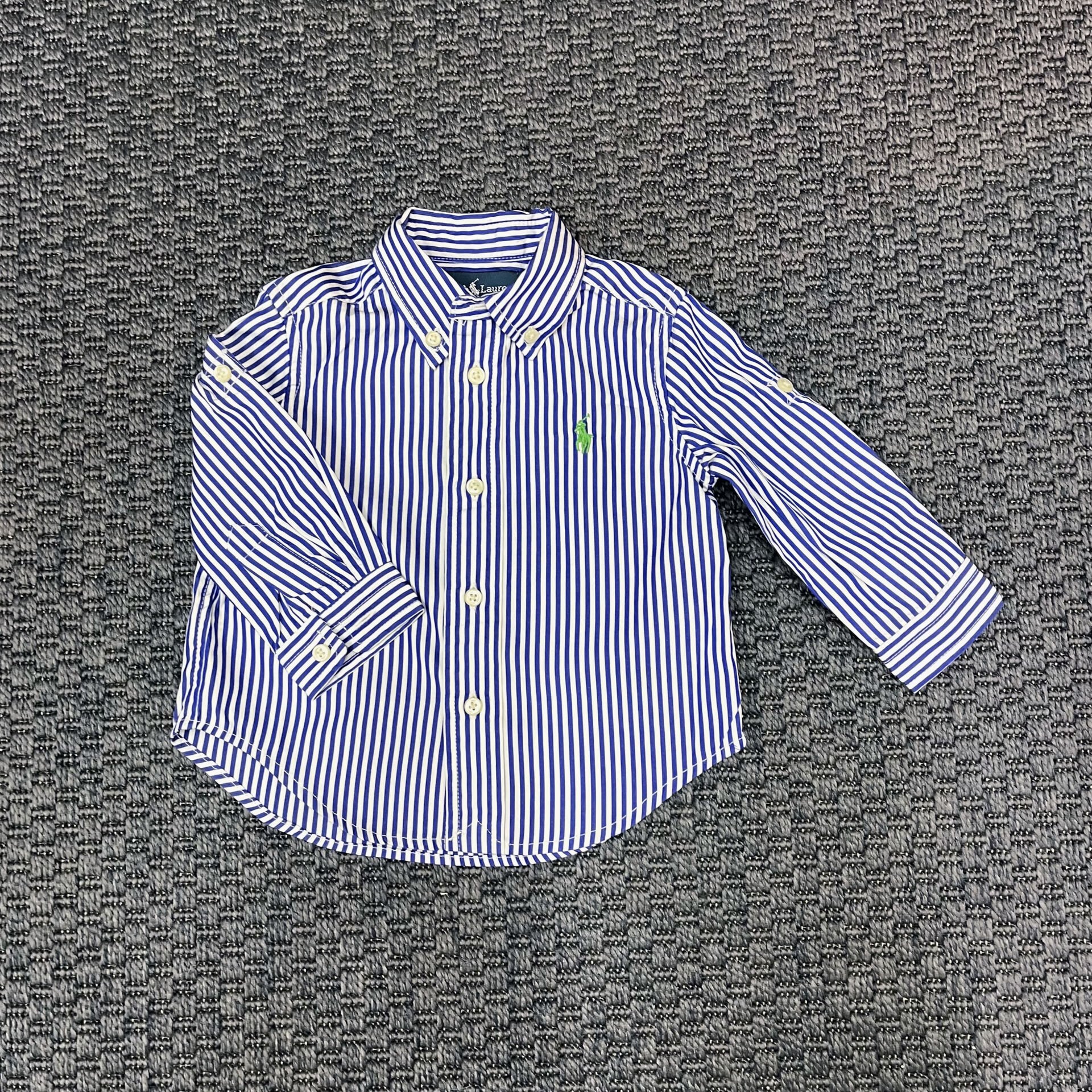 Ralph Lauren Lacivert Beyaz Çizgili Gömlek 9 ay
