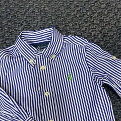 Ralph Lauren Lacivert Beyaz Çizgili Gömlek 9 ay