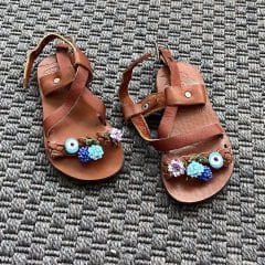 Bodrum Sandaleti Mavi Boncuklu 3 numara