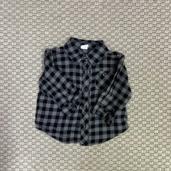 Old Navy Siyah Gri Kareli Gömlek 3-6 ay etiketli