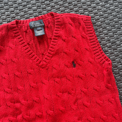 Ralph Lauren Kırmızı Örgülü Süveter 7 yaş