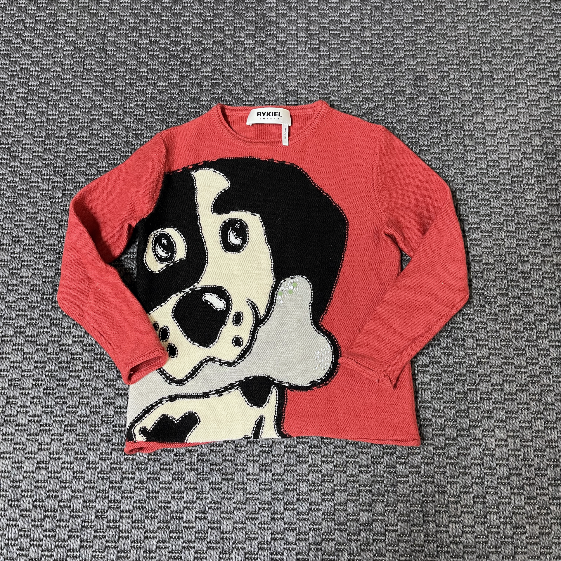 Sonia Rykiel Kırmızı Yün Köpekli Kazak Kız 4 yaş