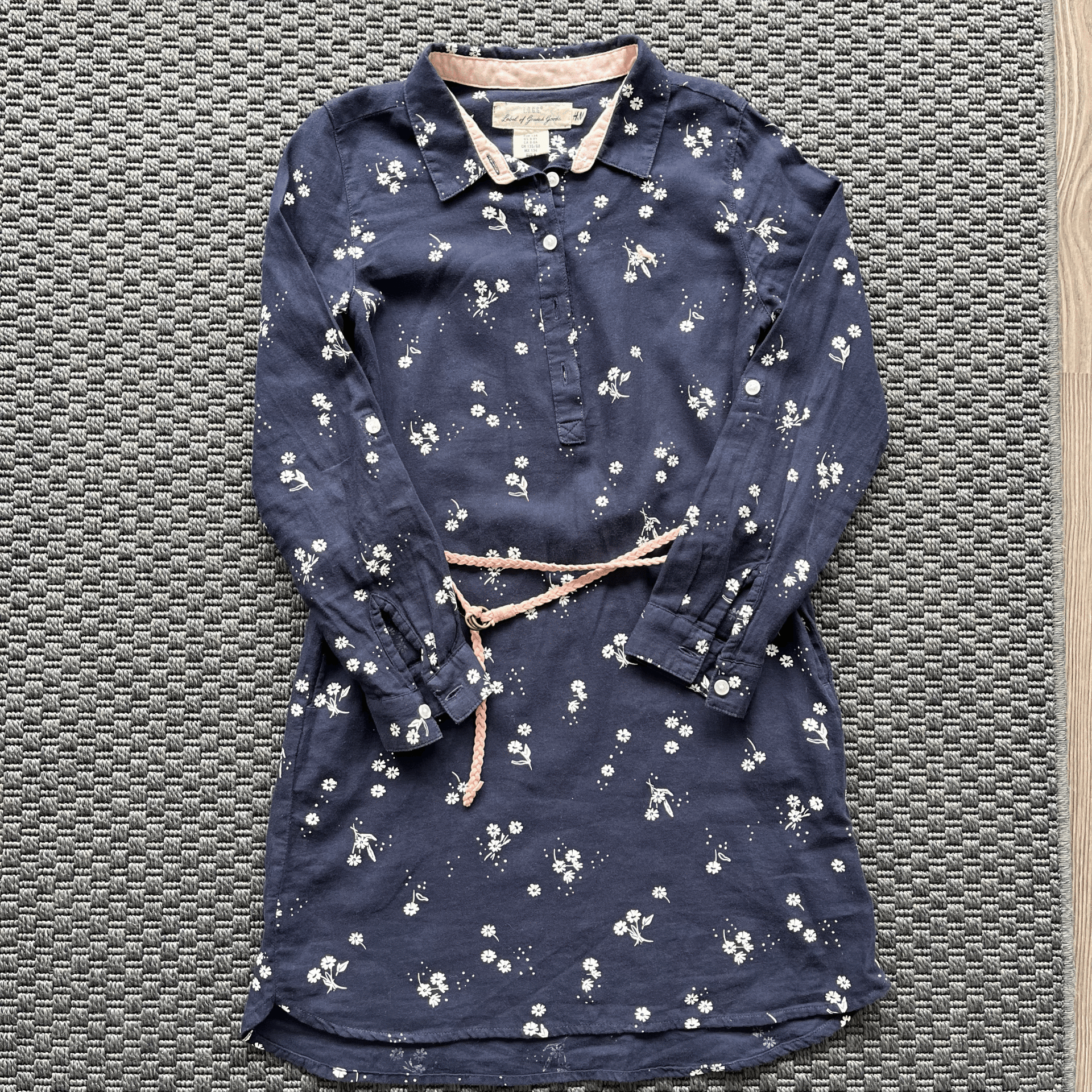 H&M Lacivert Çiçekli Elbise 8-9 yaş