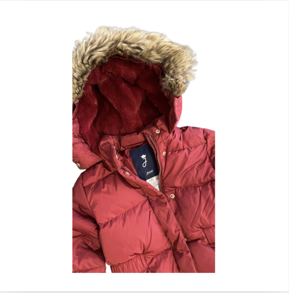 Jacadi Kapşonu kürklü Puffer Palto 4 yaş yılbaşı kırmızı bordo