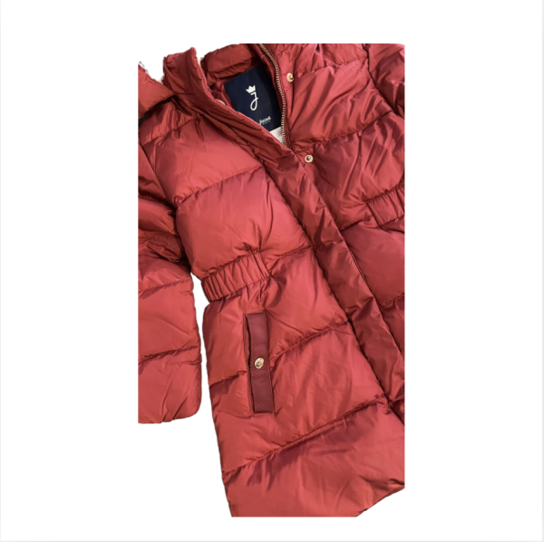 Jacadi Kapşonu kürklü Puffer Palto 4 yaş yılbaşı kırmızı bordo