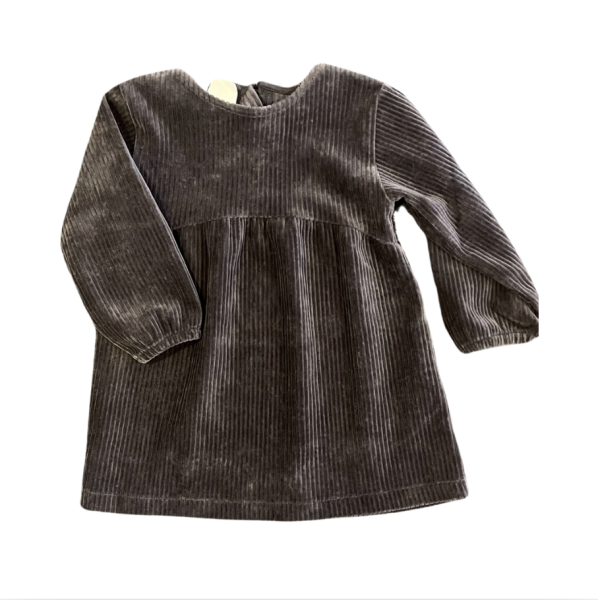 Zara Füme rengi Fitilli Kadife Elbise 12 18 ay